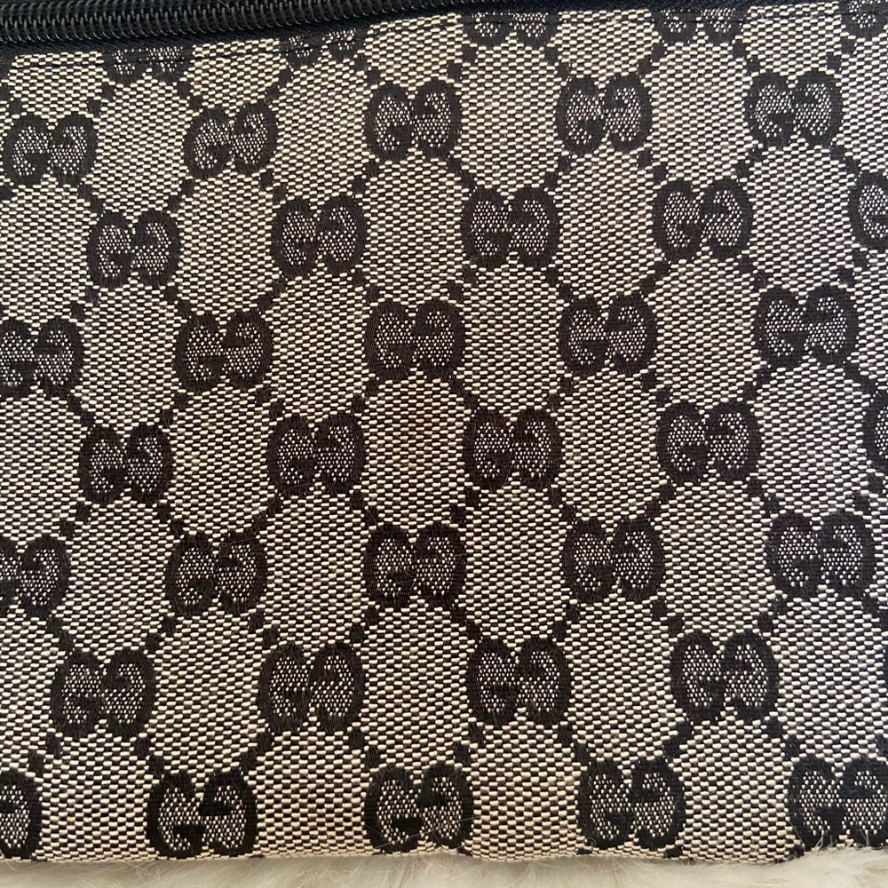 Black and Beige Canvas Satchel Belt Bag - Picture 5 of 9
